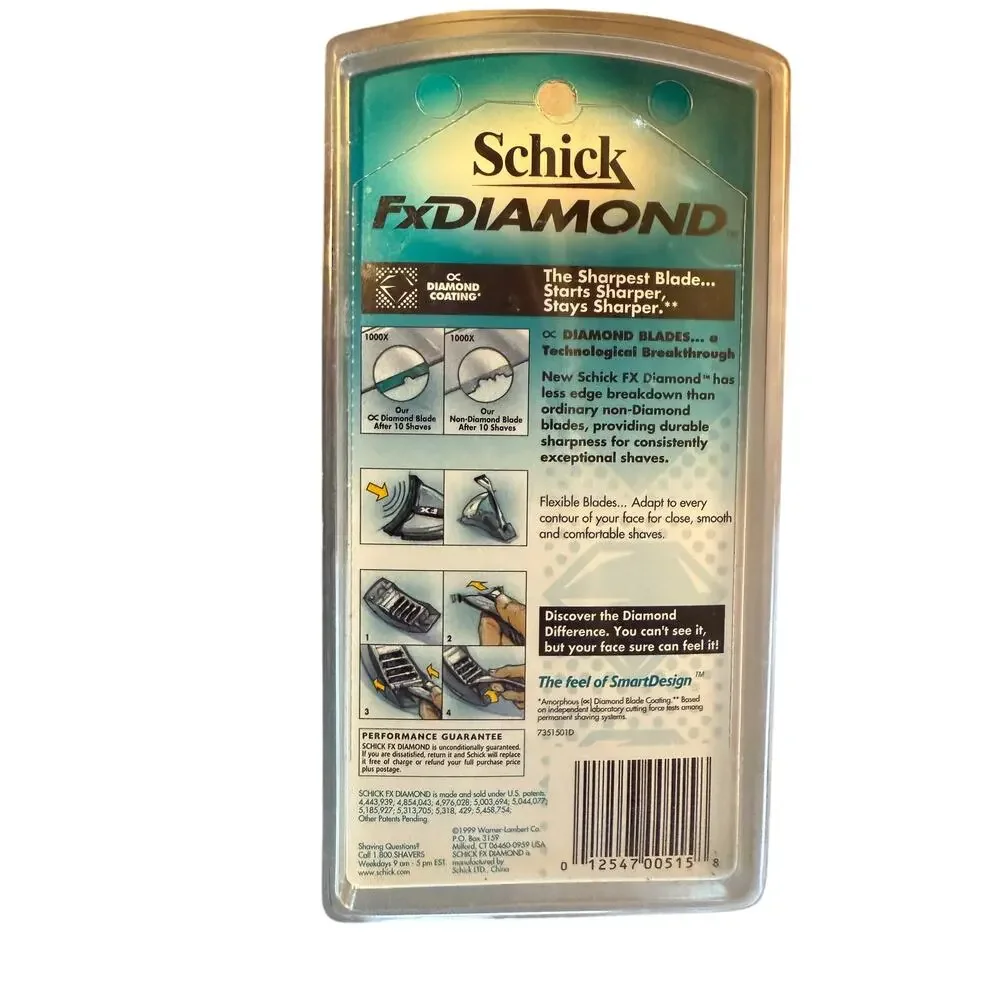 Schick FX Diamond Razor 2 blades Cartridges Shaver Handle fit Tracer Performer